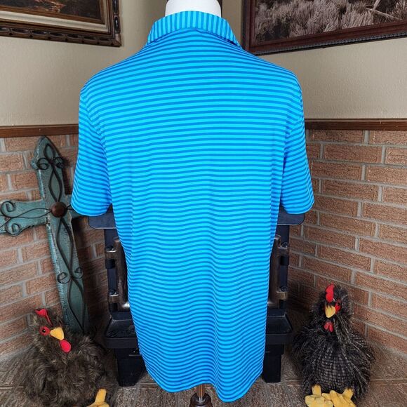 Black Quail Blue Striped Polo Shirt The Par - Tee  Size M - Picture 3 of 8